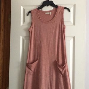 Clay/blush colored tank dress. Midi length